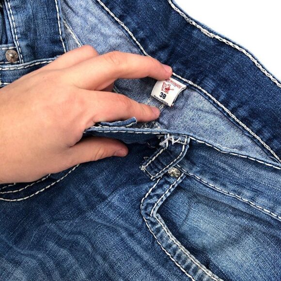 Vintage True Religion Jeans Size 38 STRAIGHT FLAP T Blue - Picture 12 of 12